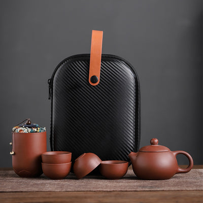 Juego de Té Portátil en Piedra Púrpura con 4 Tazas y Contenedores - Image 7