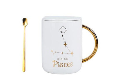 Taza de Cerámica con Constelaciones del Zodiaco y Cuchara de Regalo - Image 10