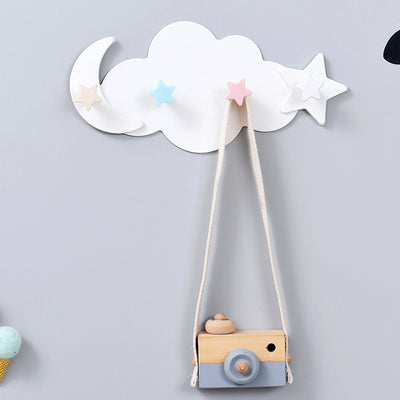 Perchero de Pared Decorativo Estrellas, Lunas y Nubes sin Clavo
