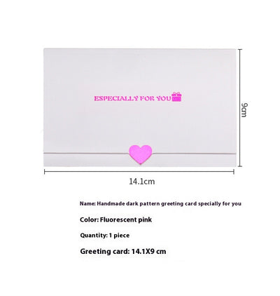 Tarjeta de Felicitación Artesanal Plegable con Patrón Oscuro y Bendición Manuscrita - Image 8
