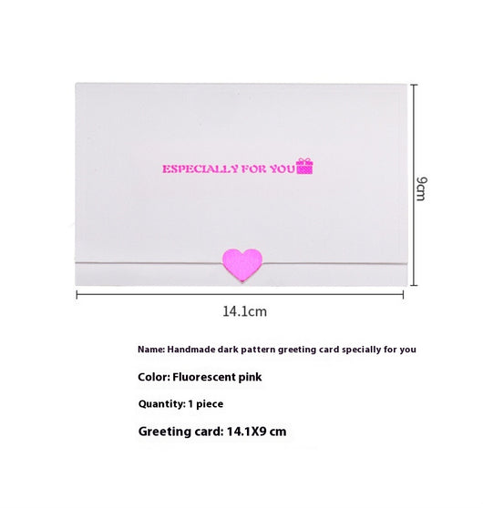 Tarjeta de Felicitación Artesanal Plegable con Patrón Oscuro y Bendición Manuscrita - Image 8