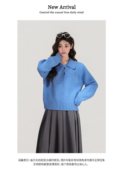 Suéter Tejido Azul con Solapa para Mujer - Image 9