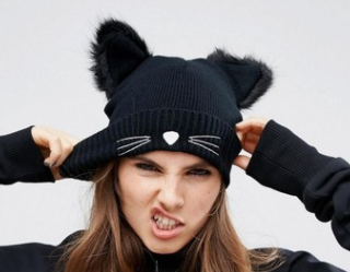 Gorros de Lana con Orejas de Gato para Invierno