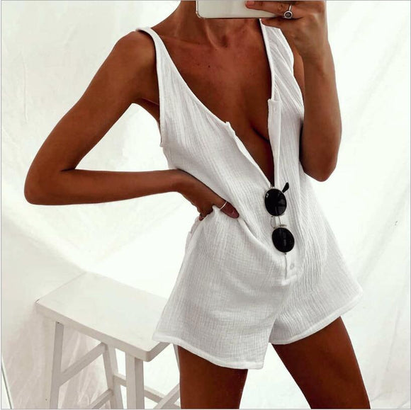 Jumpsuit Enterizo de Color Liso con Chaleco
