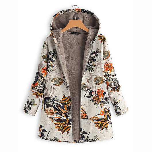 Sudadera Impresa de Algodón y Lino con Capucha - Abrigo Cálido y Suave - Image 6