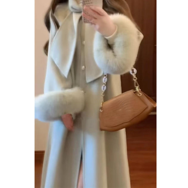 Abrigo de Lana Doble Faz con Mangas de Peluche Premium para Otoño e Invierno
