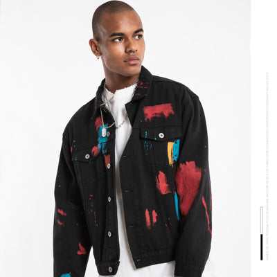 Chaqueta de Mezclilla con Estampado Splash de Tinta