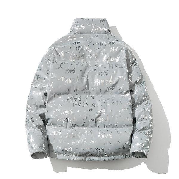 Chaqueta Acolchada con Cuello Tipo Mao y Detalles Reflectantes