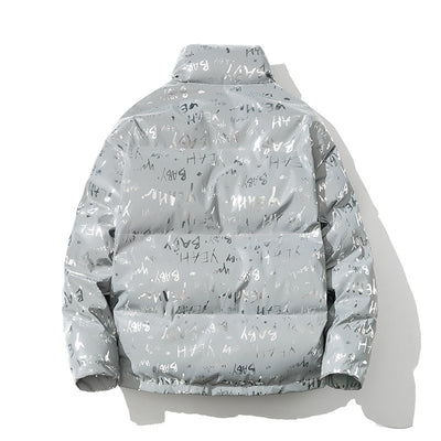 Chaqueta Acolchada con Cuello Tipo Mao y Detalles Reflectantes