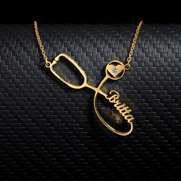Collar Estetoscopio Personalizado en Acero Inoxidable para Mujer
