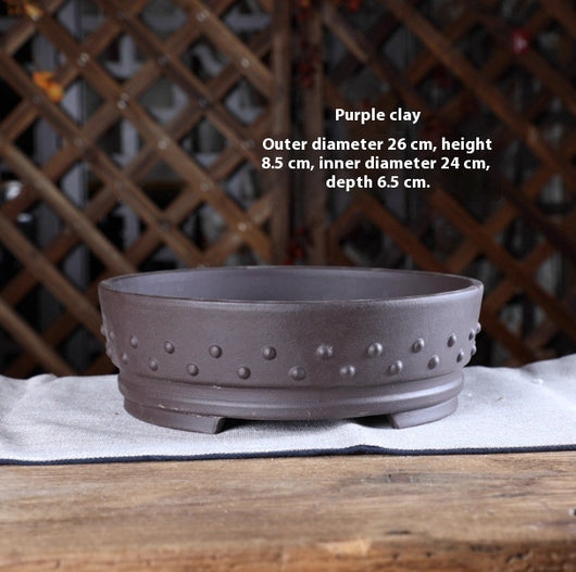 Maceta Grande de Barro Púrpura Estilo Chino con Diseño de Tambor - Image 9
