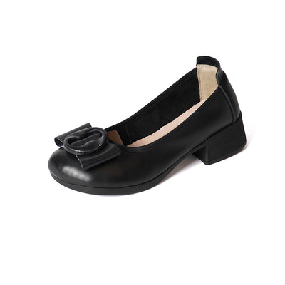 Zapatos Tipo Mocasín de Cuero Auténtico con Tacón Medio para Mujer - Image 6