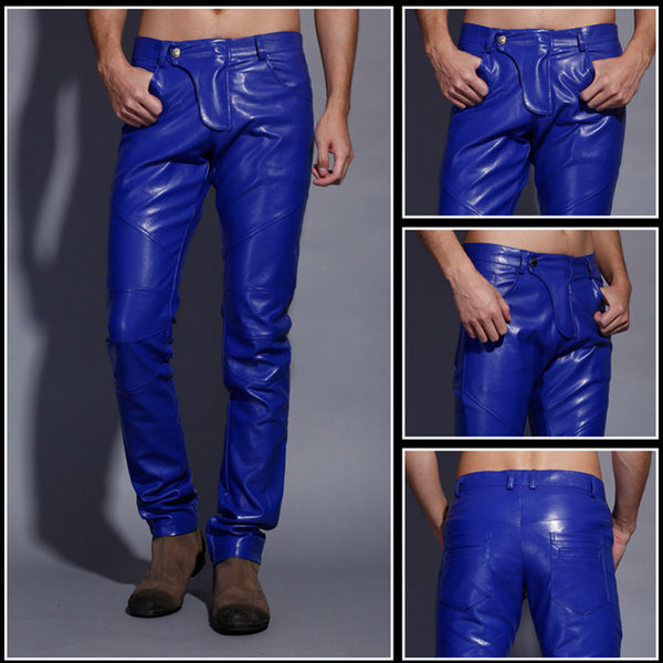 Pantalones de Cuero Patchwork