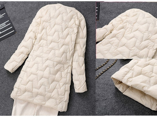 Chaqueta Acolchada Ultraligera Mujer - Abrigo Midi Ajustado sin Cuello - Image 9