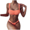 Bikini Enterizo de Color Sólido con Corte Lateral