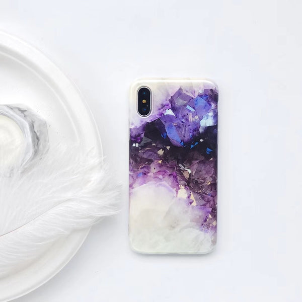Funda para teléfono con patrón mármol púrpura efecto viento frío