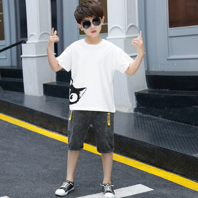 Conjunto de Shorts y Playera para Niño con Diseño de Gato - Verano - Image 3