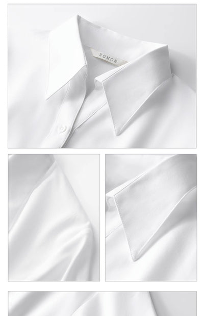 Blusa Blanca Manga Corta Cuello V para Trabajo - Image 17