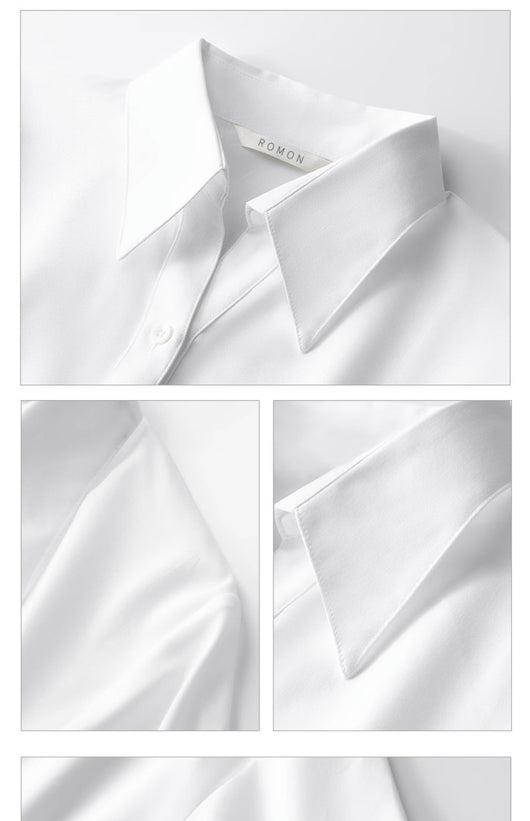 Blusa Blanca Manga Corta Cuello V para Trabajo - Image 17