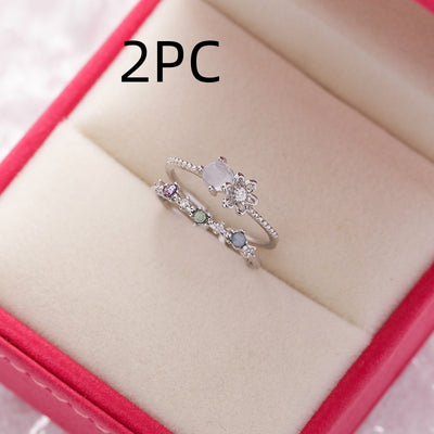 Anillo Flor de Cristal Diamante con Circonita Micro Incrustada - Diseño Abierto Ajustable - Image 22