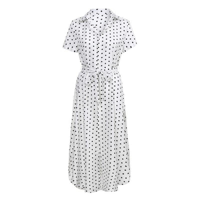 Vestido Largo de Botones con Escote en V y Lunares - Image 4