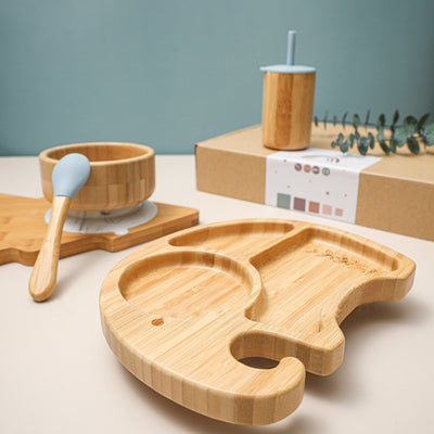 Juego de Plato y Tazón de Bambú con Ventosas para Niños - Diseño Elefante 4 Piezas - Image 8