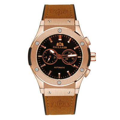 Reloj para Hombre Oro Rosa Luminoso Multifuncional