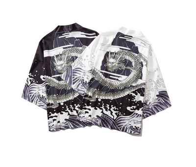 Cardigan Ukiyo-e con Diseño Pintado a Mano