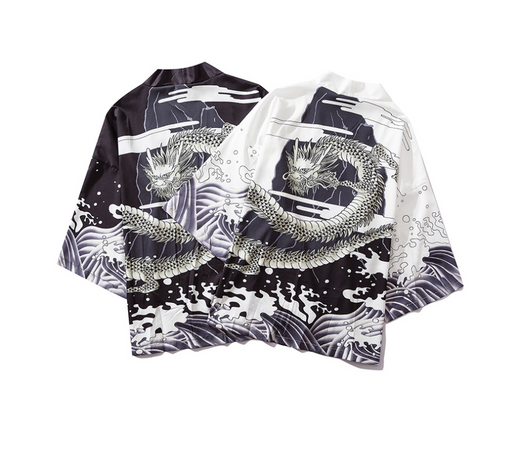 Cardigan Ukiyo-e con Diseño Pintado a Mano
