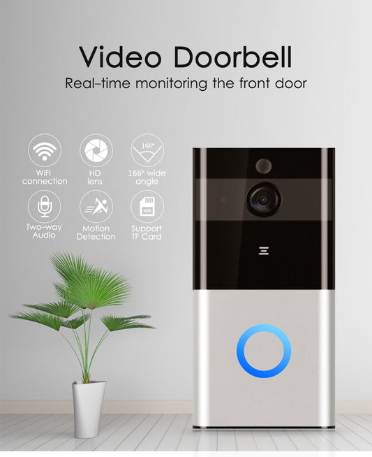 Timbre Inteligente WiFi 720P con Visión Nocturna y Detección de Movimiento
