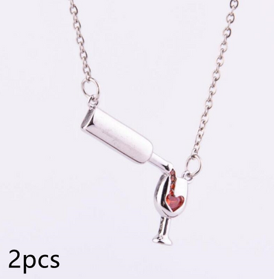 Collar para Amantes del Vino con Dije de Botella, Copa y Corazón - Image 14