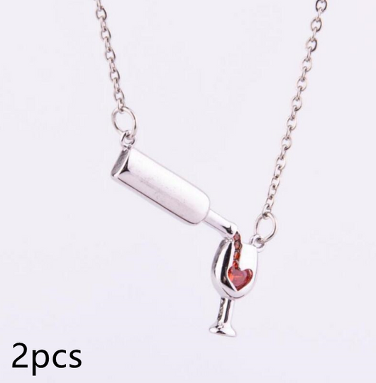 Collar para Amantes del Vino con Dije de Botella, Copa y Corazón - Image 14