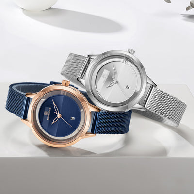Reloj de Pulsera Mujer Malla Metálica con Calendario - Image 3