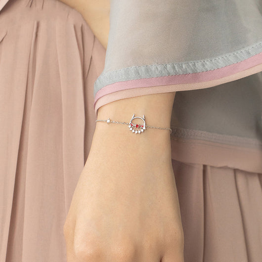 Pulsera de Plata Esterlina para Mujer con Detalles Blancos - Image 4