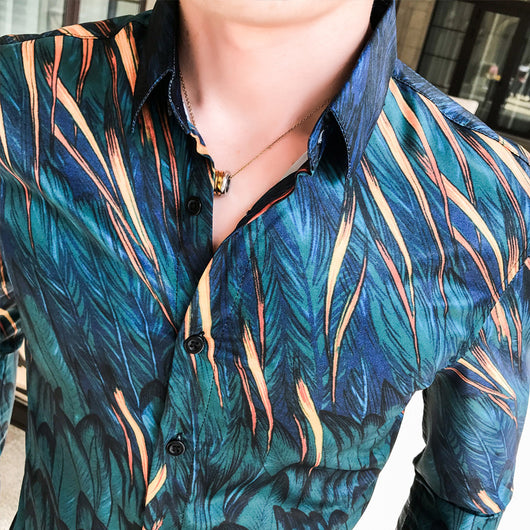 Camisa Casual Floral para Hombre - Estilo Juvenil Moderno - Image 4