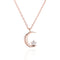 S925 Prateado Lua Estrela Colar Rose Gold