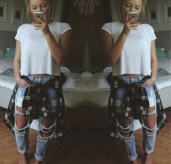 Jeans Rectos con Roturas de Moda