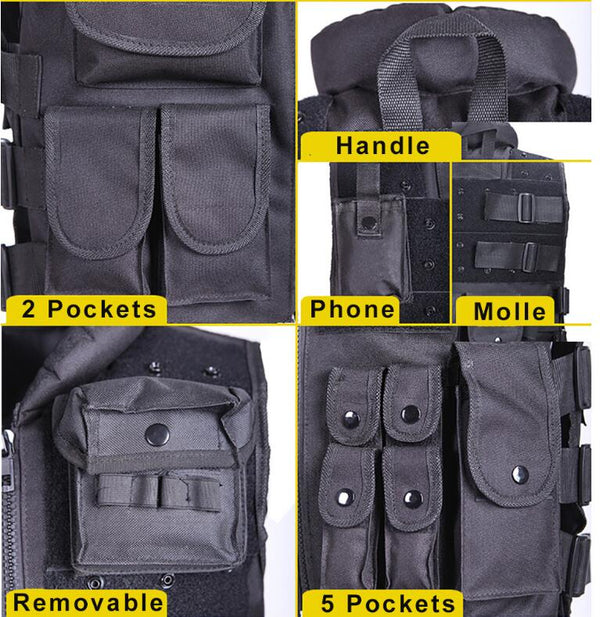 Chaleco Táctico Militar Negro para Hombre - Caza y Operaciones