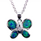 Fashion Plateado filled Azul opal sea turtle pendant necklace for women female Animal wedding ocean beach jewelry gift R
