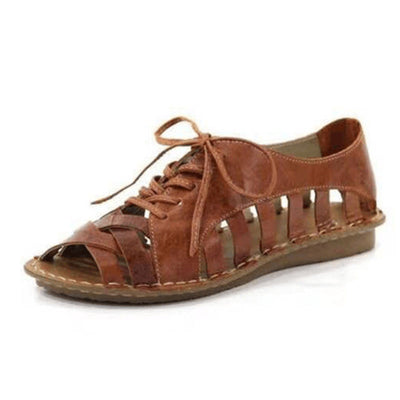 Sandalias Romanas Planas con Cordones - Estilo Clásico y Cómodo