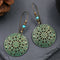 Creative Flower Fashion Retro Alloy Round Earrings Estilo C