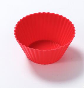 Six colorful silicone cupcake liners in red, blue, hot pink, yellow, pink, and lime green on a white background. - Image 4