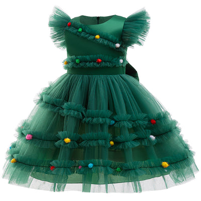 Vestido de Princesa Navideño con Lazo para Niña - Image 2