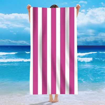Toalla de Playa Microfibra Terciopelo Personalizada con Patrón de Rayas - Image 5