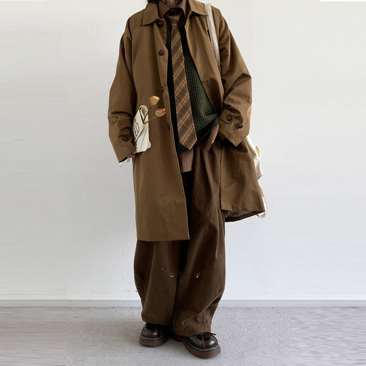 Corbata Retro Japonesa a Rayas Khaki - Estilo Universitario Versátil