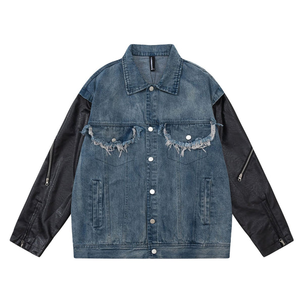 Chaqueta Denim Oversize con Detalles de Patchwork - Image 6