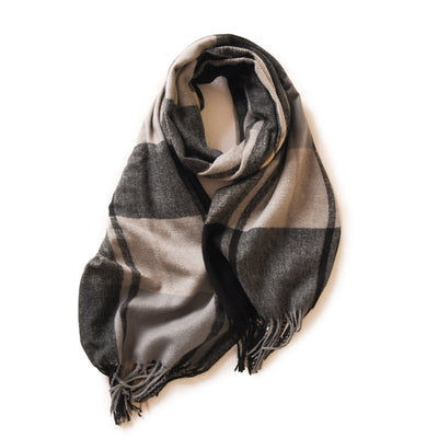 Bufanda de Cashmere Artificial Gruesa y Cálida con Flecos - Image 7