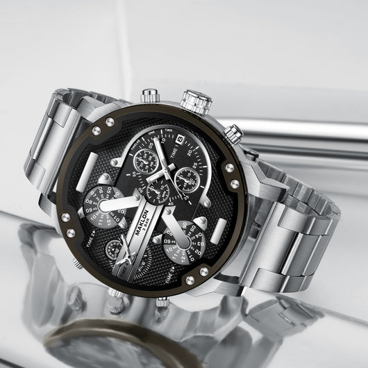 Reloj Hombre Dial Grande Tendencia Europa América Personalidad Dos Zonas - Image 10