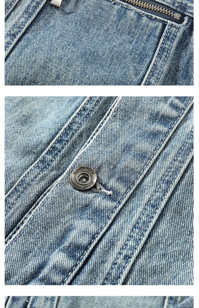 Chaleco Denim Lavado para Hombre con Cuello de Pie - Image 13