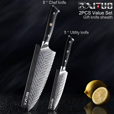 Juego de Cuchillos Damasco para Filetear con Patrón de Espina de Pescado - Image 2